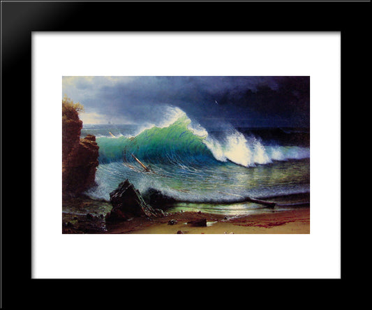 The Shore Of The Turquoise Sea 20x24 Black Modern Wood Framed Art Print Poster by Bierstadt, Albert