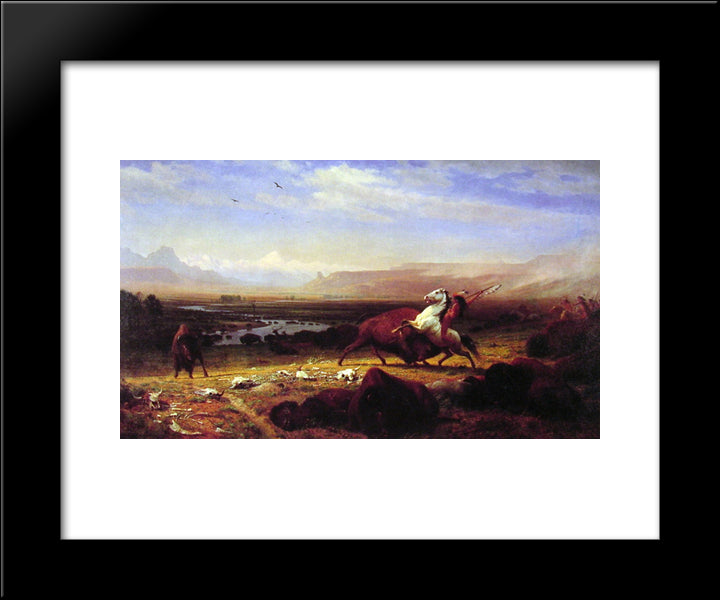 The Last Of The Buffalo 20x24 Black Modern Wood Framed Art Print Poster by Bierstadt, Albert