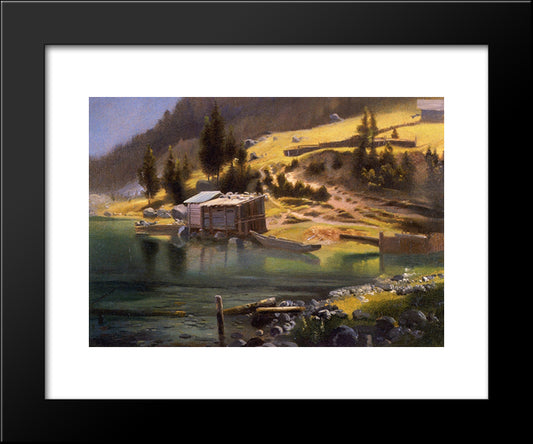 Fishing And Hunting Camp, Loring, Alaska 20x24 Black Modern Wood Framed Art Print Poster by Bierstadt, Albert