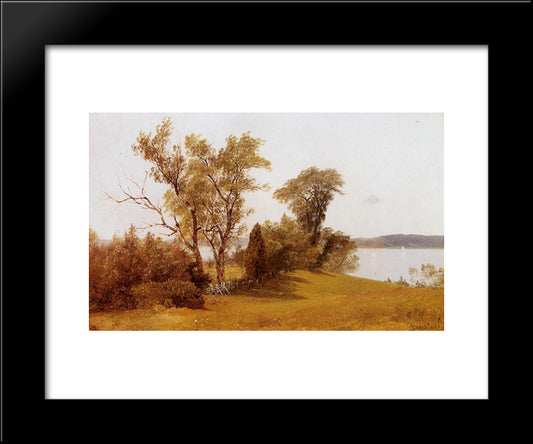 Sailboats On The Hudson At Irvington 20x24 Black Modern Wood Framed Art Print Poster by Bierstadt, Albert