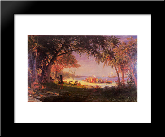 The Landing Of Columbus 20x24 Black Modern Wood Framed Art Print Poster by Bierstadt, Albert
