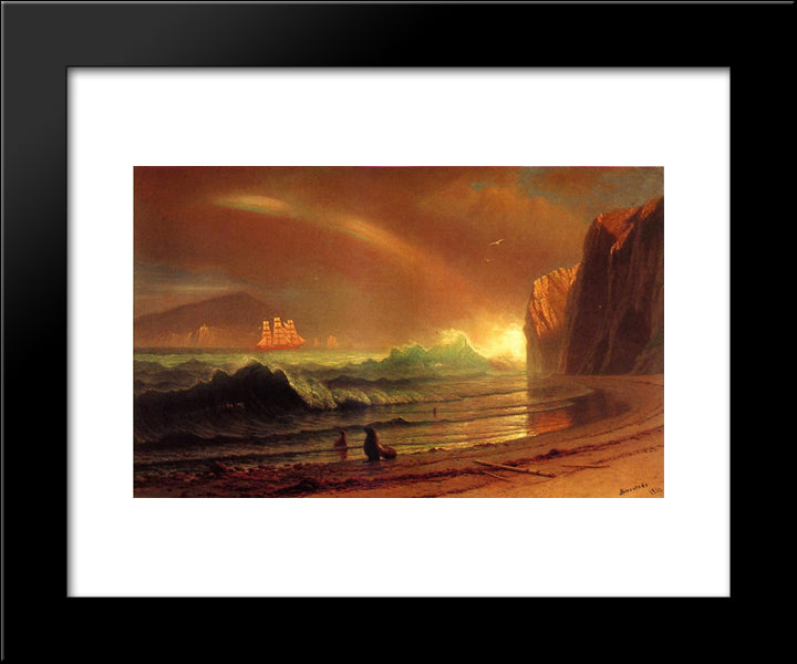 The Golden Gate 20x24 Black Modern Wood Framed Art Print Poster by Bierstadt, Albert