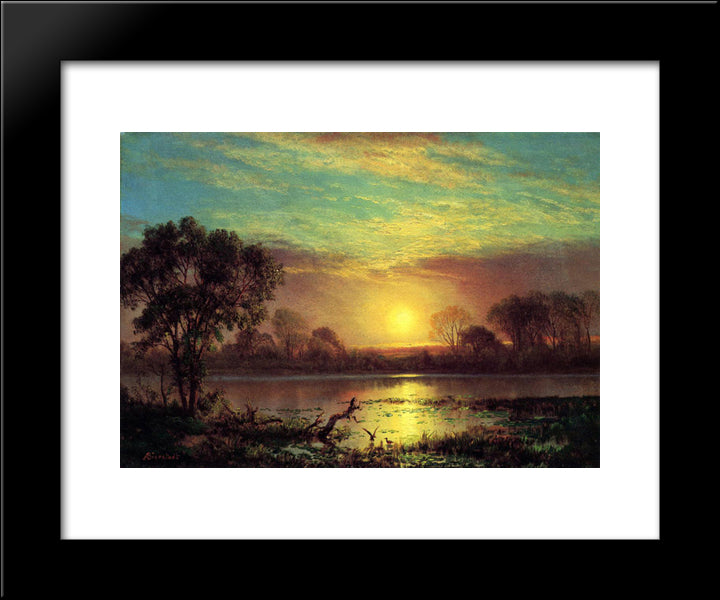 Evening, Owens Lake, California 20x24 Black Modern Wood Framed Art Print Poster by Bierstadt, Albert