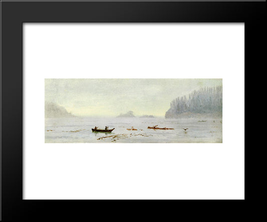 Indian Fisherman 20x24 Black Modern Wood Framed Art Print Poster by Bierstadt, Albert