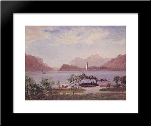 Italian Lake Scene 20x24 Black Modern Wood Framed Art Print Poster by Bierstadt, Albert