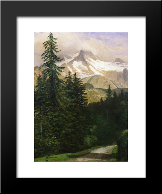 Landscape With Snow Capped Mountains 20x24 Black Modern Wood Framed Art Print Poster by Bierstadt, Albert