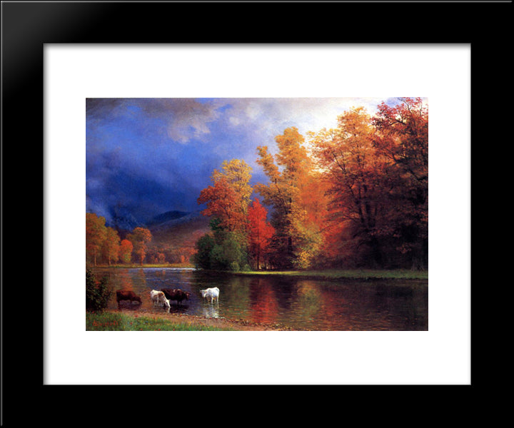 On The Saco 20x24 Black Modern Wood Framed Art Print Poster by Bierstadt, Albert