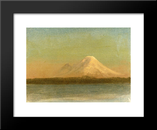 Snow Capped Moutain At Twilight 20x24 Black Modern Wood Framed Art Print Poster by Bierstadt, Albert