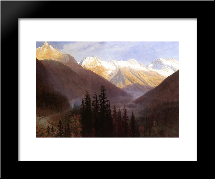 Sunrise At Glacier Station 20x24 Black Modern Wood Framed Art Print Poster by Bierstadt, Albert