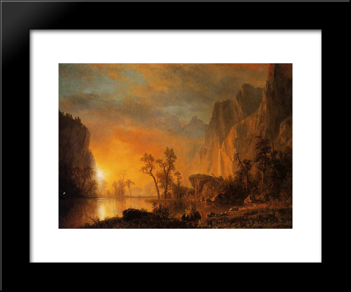 Sunset In The Rockies 20x24 Black Modern Wood Framed Art Print Poster by Bierstadt, Albert