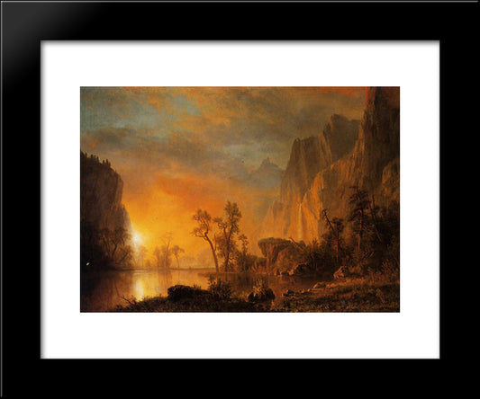 Sunset In The Rockies 20x24 Black Modern Wood Framed Art Print Poster by Bierstadt, Albert