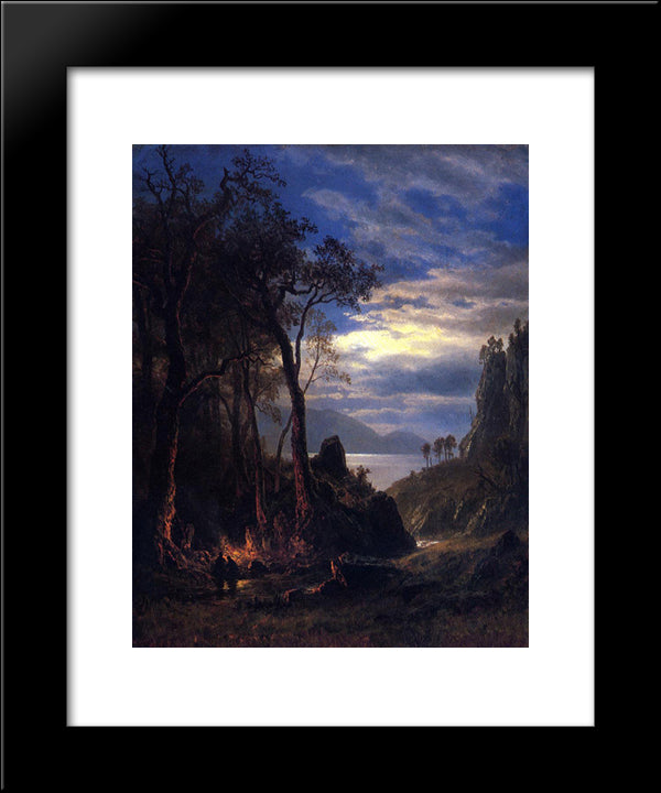 The Campfire 20x24 Black Modern Wood Framed Art Print Poster by Bierstadt, Albert
