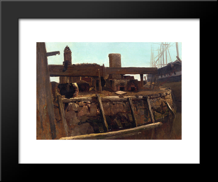 Wharf Scene 20x24 Black Modern Wood Framed Art Print Poster by Bierstadt, Albert