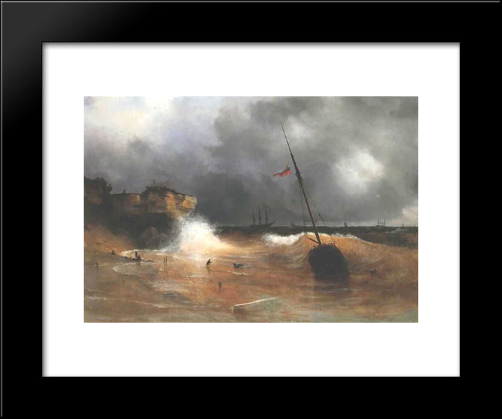 The Gale On Sea Is Over 20x24 Black Modern Wood Framed Art Print Poster by Aivazovsky, Ivan