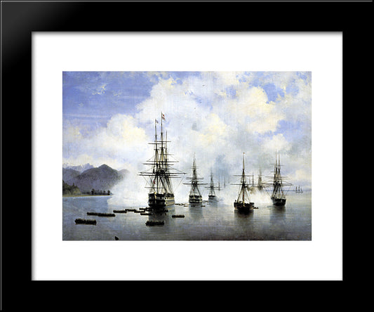 The Landing At Subashi 20x24 Black Modern Wood Framed Art Print Poster by Aivazovsky, Ivan