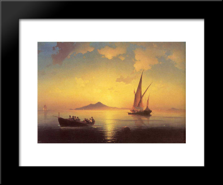 The Bay Of Naples 20x24 Black Modern Wood Framed Art Print Poster by Aivazovsky, Ivan