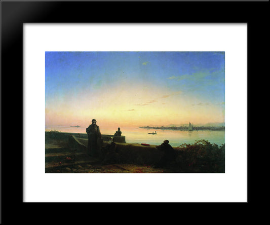 Mhitarists On Island Of St. Lazarus 20x24 Black Modern Wood Framed Art Print Poster by Aivazovsky, Ivan