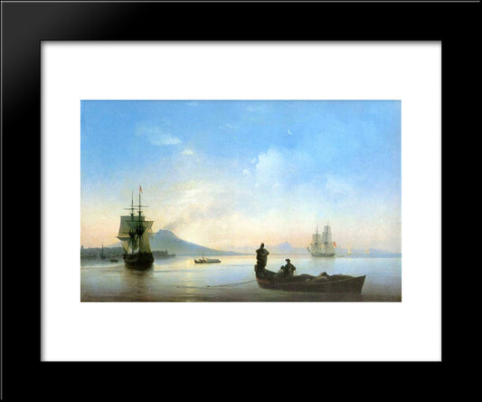 The Bay Of Naples In The Morning 20x24 Black Modern Wood Framed Art Print Poster by Aivazovsky, Ivan