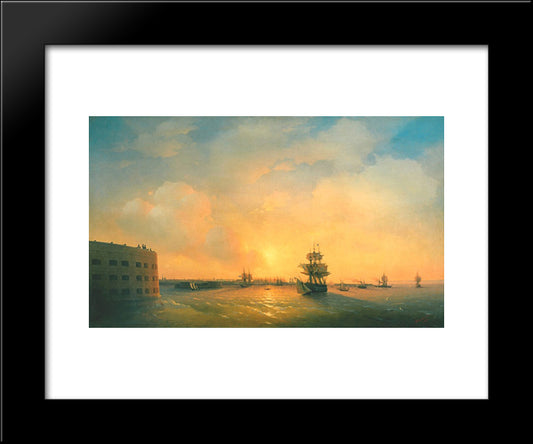 Kronstadt Fort The Emperor Alexander 20x24 Black Modern Wood Framed Art Print Poster by Aivazovsky, Ivan