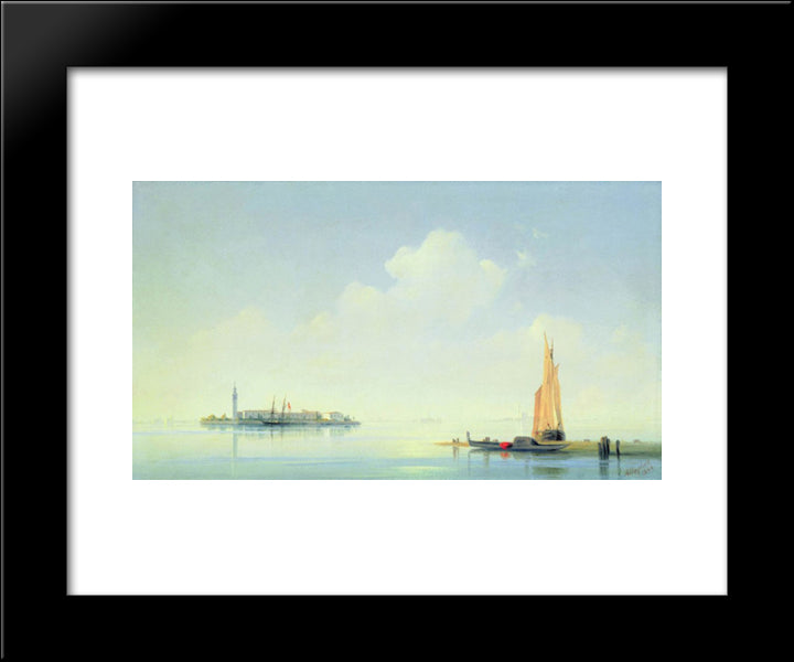 The Harbour Of Venice, The Island Of San Georgio 20x24 Black Modern Wood Framed Art Print Poster by Aivazovsky, Ivan