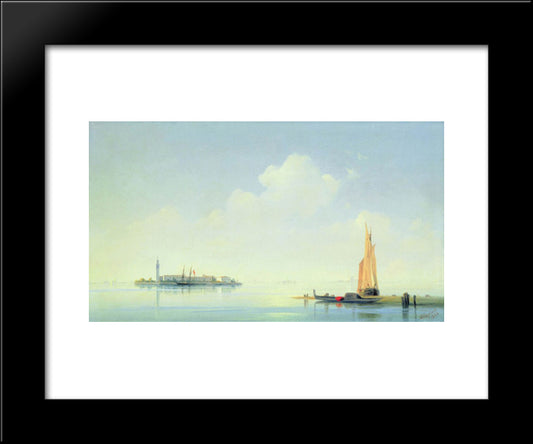 The Harbour Of Venice, The Island Of San Georgio 20x24 Black Modern Wood Framed Art Print Poster by Aivazovsky, Ivan