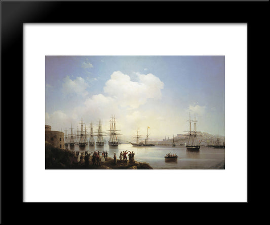 Russian Squadron On The Raid Of Sevastopol 20x24 Black Modern Wood Framed Art Print Poster by Aivazovsky, Ivan