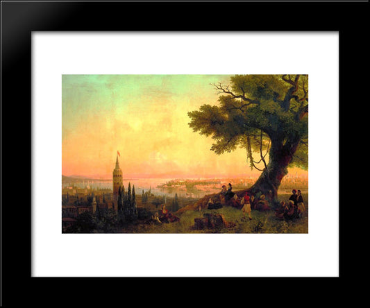 View Of Constantinople By Evening Light 20x24 Black Modern Wood Framed Art Print Poster by Aivazovsky, Ivan