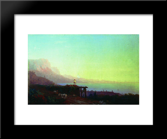 Southern Night. Crimea 20x24 Black Modern Wood Framed Art Print Poster by Aivazovsky, Ivan