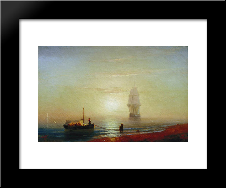 The Sunset On Sea 20x24 Black Modern Wood Framed Art Print Poster by Aivazovsky, Ivan