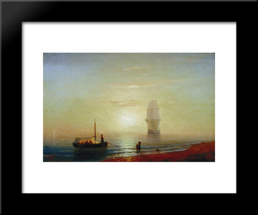 The Sunset On Sea 20x24 Black Modern Wood Framed Art Print Poster by Aivazovsky, Ivan