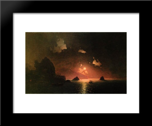 Gurzuf Night 20x24 Black Modern Wood Framed Art Print Poster by Aivazovsky, Ivan