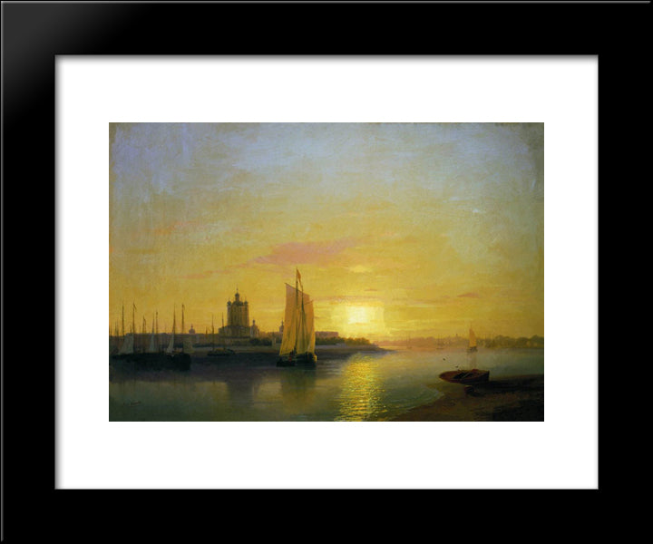 Smolny Convent 20x24 Black Modern Wood Framed Art Print Poster by Aivazovsky, Ivan