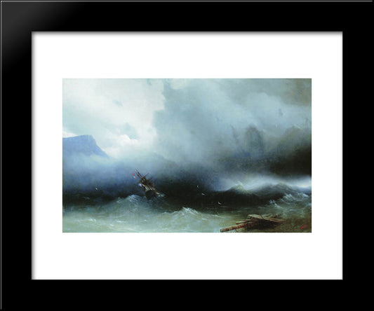 Hurricane At The Sea 20x24 Black Modern Wood Framed Art Print Poster by Aivazovsky, Ivan
