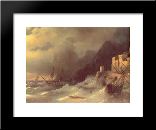 Tempest 20x24 Black Modern Wood Framed Art Print Poster by Aivazovsky, Ivan