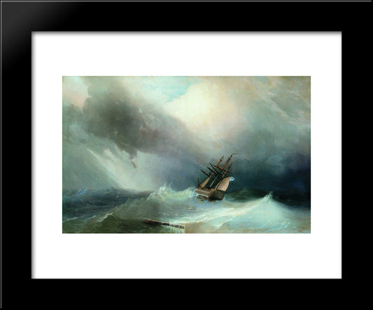 The Tempest 20x24 Black Modern Wood Framed Art Print Poster by Aivazovsky, Ivan