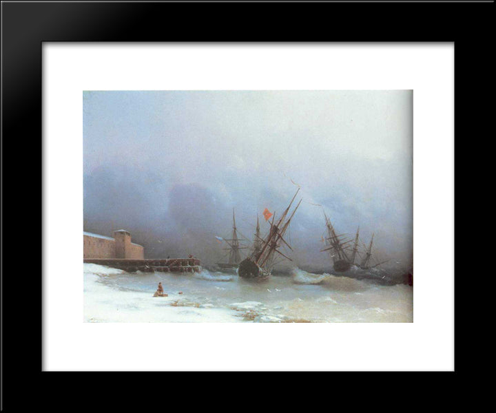Warning Of Storm 20x24 Black Modern Wood Framed Art Print Poster by Aivazovsky, Ivan