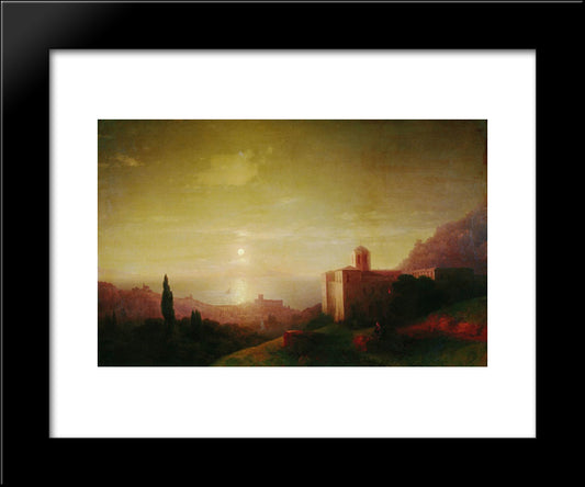 Lunar Night On The Crimean Coast 20x24 Black Modern Wood Framed Art Print Poster by Aivazovsky, Ivan