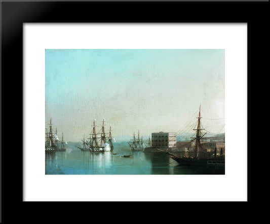 Raid On Sevastopol 20x24 Black Modern Wood Framed Art Print Poster by Aivazovsky, Ivan