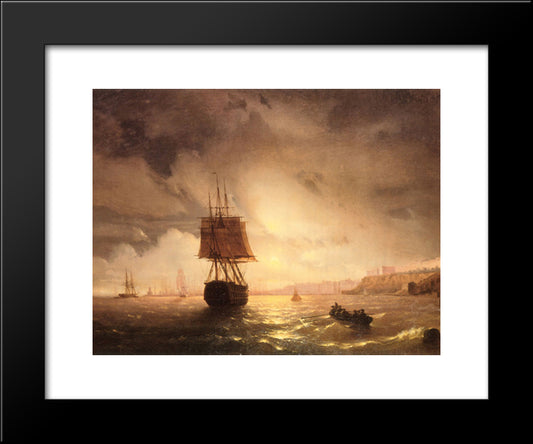 The Harbor At Odessa On The Black Sea 20x24 Black Modern Wood Framed Art Print Poster by Aivazovsky, Ivan