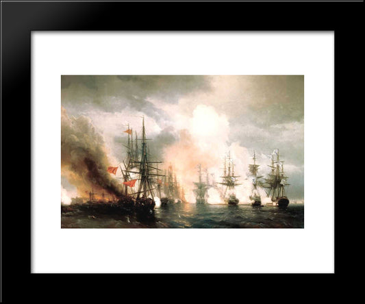 Russian-Turkish Sea Battle Of Sinop On 18Th November 1853 20x24 Black Modern Wood Framed Art Print Poster by Aivazovsky, Ivan