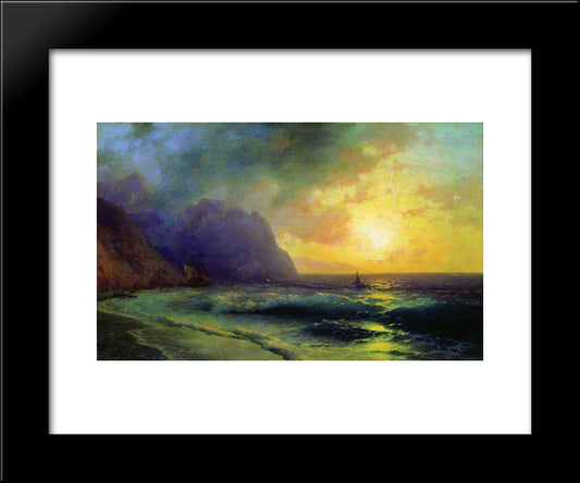 Sunset At Sea 20x24 Black Modern Wood Framed Art Print Poster by Aivazovsky, Ivan
