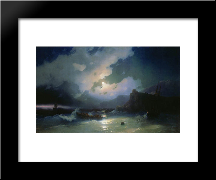 Island Of Patmos 20x24 Black Modern Wood Framed Art Print Poster by Aivazovsky, Ivan