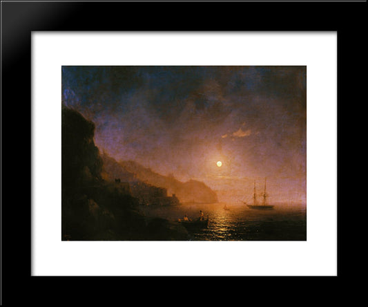 Night In Amalfi 20x24 Black Modern Wood Framed Art Print Poster by Aivazovsky, Ivan