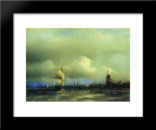 View Of Amsterdam 20x24 Black Modern Wood Framed Art Print Poster by Aivazovsky, Ivan