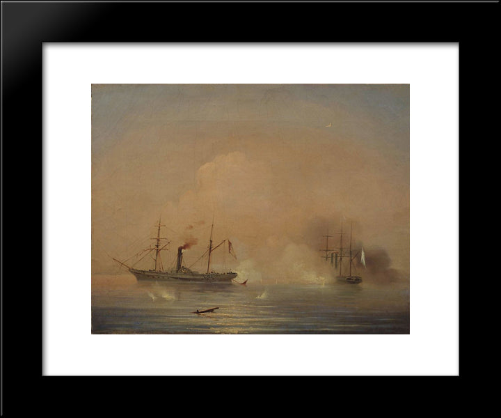Sea Battle 20x24 Black Modern Wood Framed Art Print Poster by Aivazovsky, Ivan