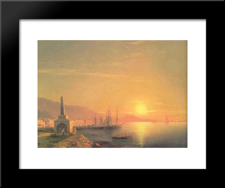The Sunrize In Feodosiya 20x24 Black Modern Wood Framed Art Print Poster by Aivazovsky, Ivan