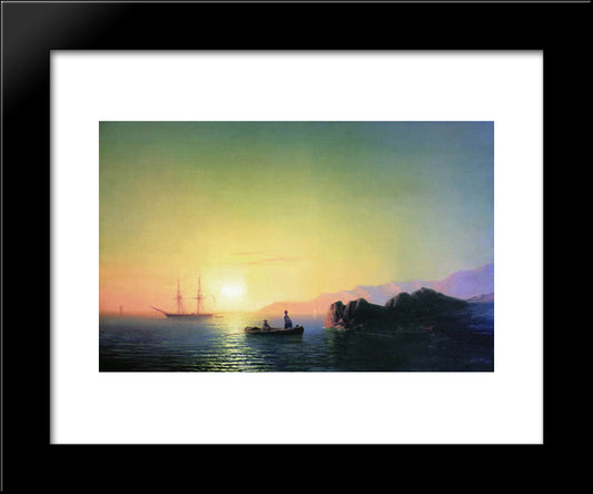 Sunset At The Crimean Coast 20x24 Black Modern Wood Framed Art Print Poster by Aivazovsky, Ivan