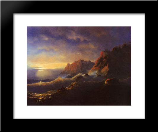 Tempest. Sunset 20x24 Black Modern Wood Framed Art Print Poster by Aivazovsky, Ivan