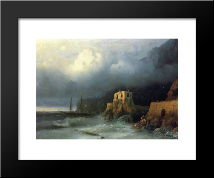 The Rescue 20x24 Black Modern Wood Framed Art Print Poster by Aivazovsky, Ivan