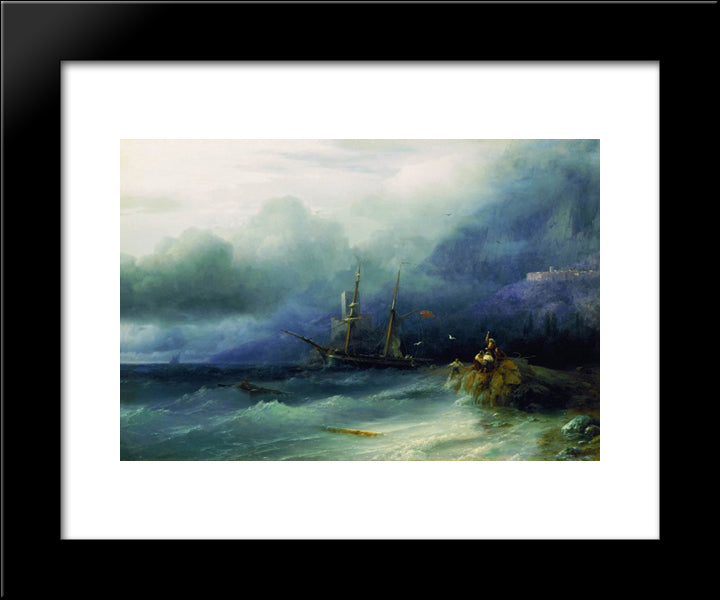The Tempest 20x24 Black Modern Wood Framed Art Print Poster by Aivazovsky, Ivan